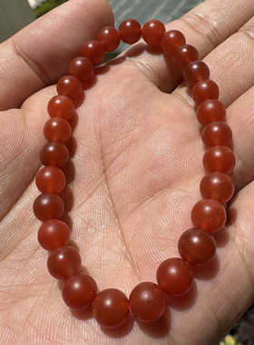 （带证书）0779保山南红玛瑙锦红精品手串无胶无优化