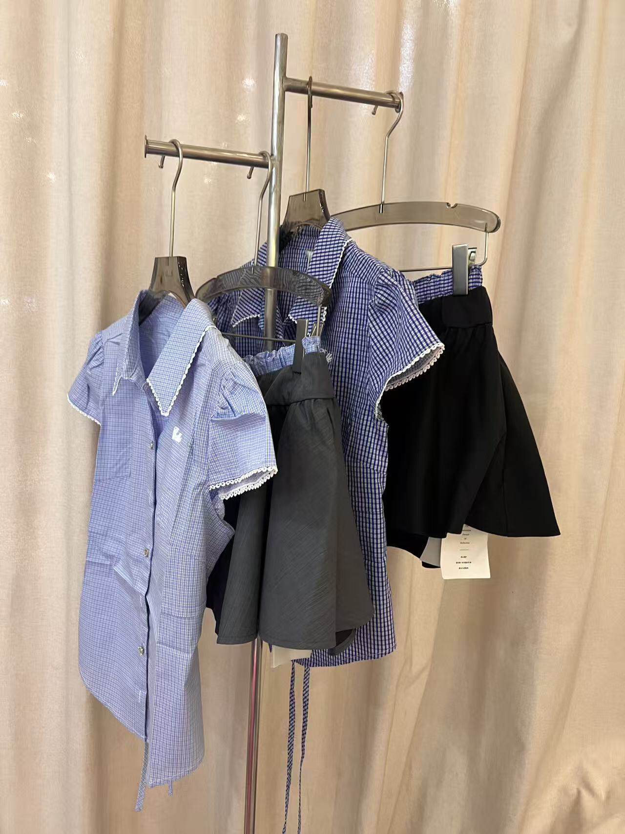 2026夏季新款女装时尚休闲百搭翻领长袖衬衫+裙子套装