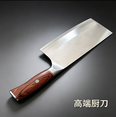 外贸出口日本9CR18MOV夹钢刀家用锋利免磨切片刀斩切刀三合钢菜刀