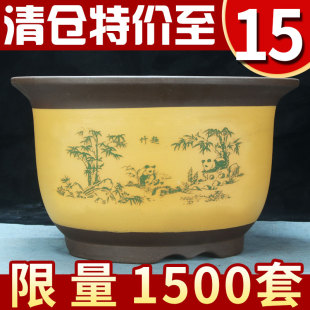 紫砂兰花盆特大号清仓特价 陶瓷盆栽盆景陶土深高种树超大方形盆器