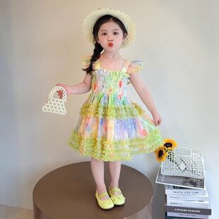 4岁女童公主裙夏装新款3岁宝宝超仙连衣裙蝴蝶翅膀儿童生日礼服裙