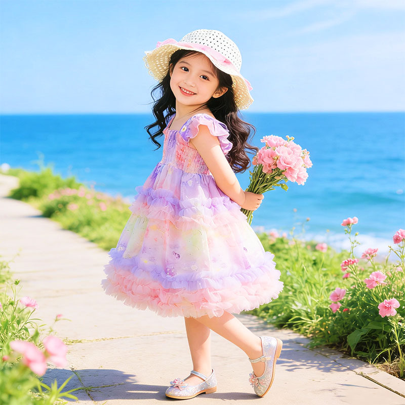 4岁女童连衣裙碎花夏季新款3岁女宝宝超仙洋气公主裙送帽子儿童节