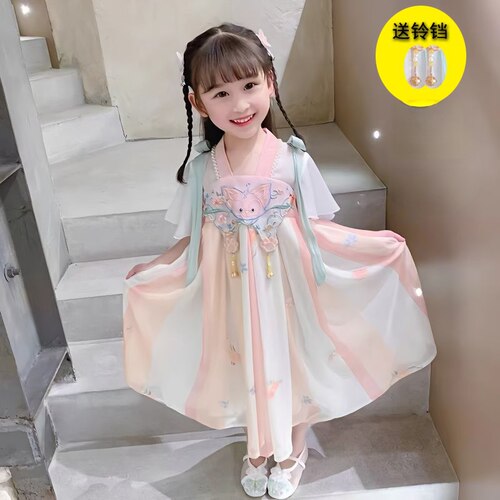 4岁女童汉服连衣裙夏季新款5岁中国古风超仙女孩唐装3女宝中秋裙
