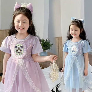 洋气爱沙冰雪奇缘长款 网纱蓬蓬裙子生日礼 艾莎公主裙新款 女童夏装