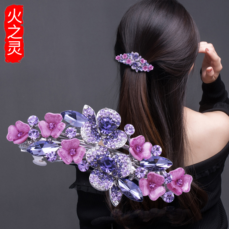 妈妈款优雅大气水钻发饰弹簧夹