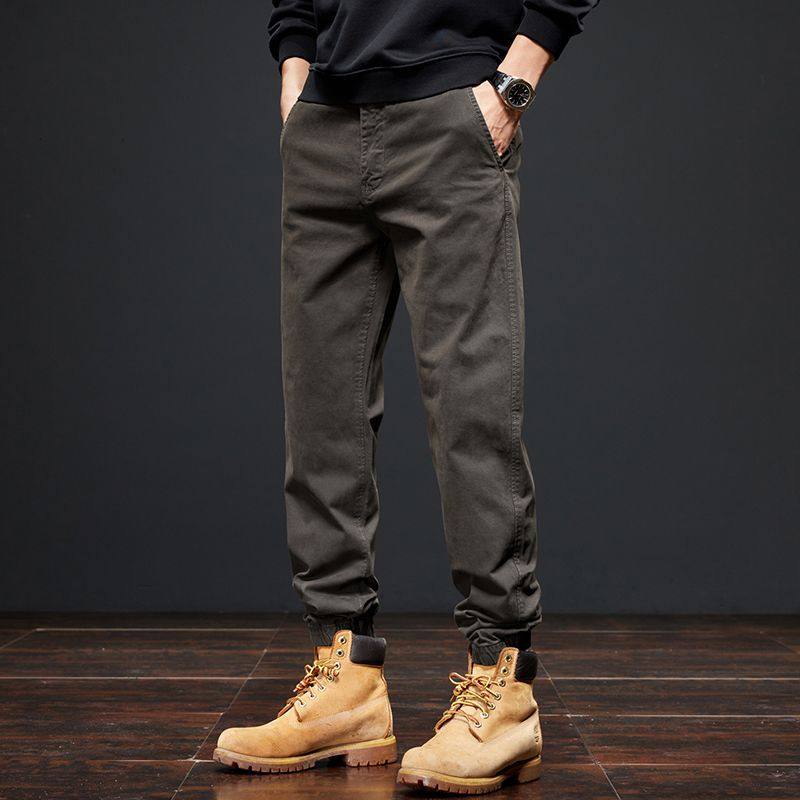 冬季加绒2025新款束脚工装裤男痞帅男款休闲裤秋冬修身小脚长裤子