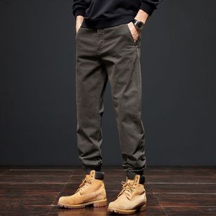 冬季加绒2025新款束脚工装裤男痞帅男款休闲裤秋冬修身小脚长裤子