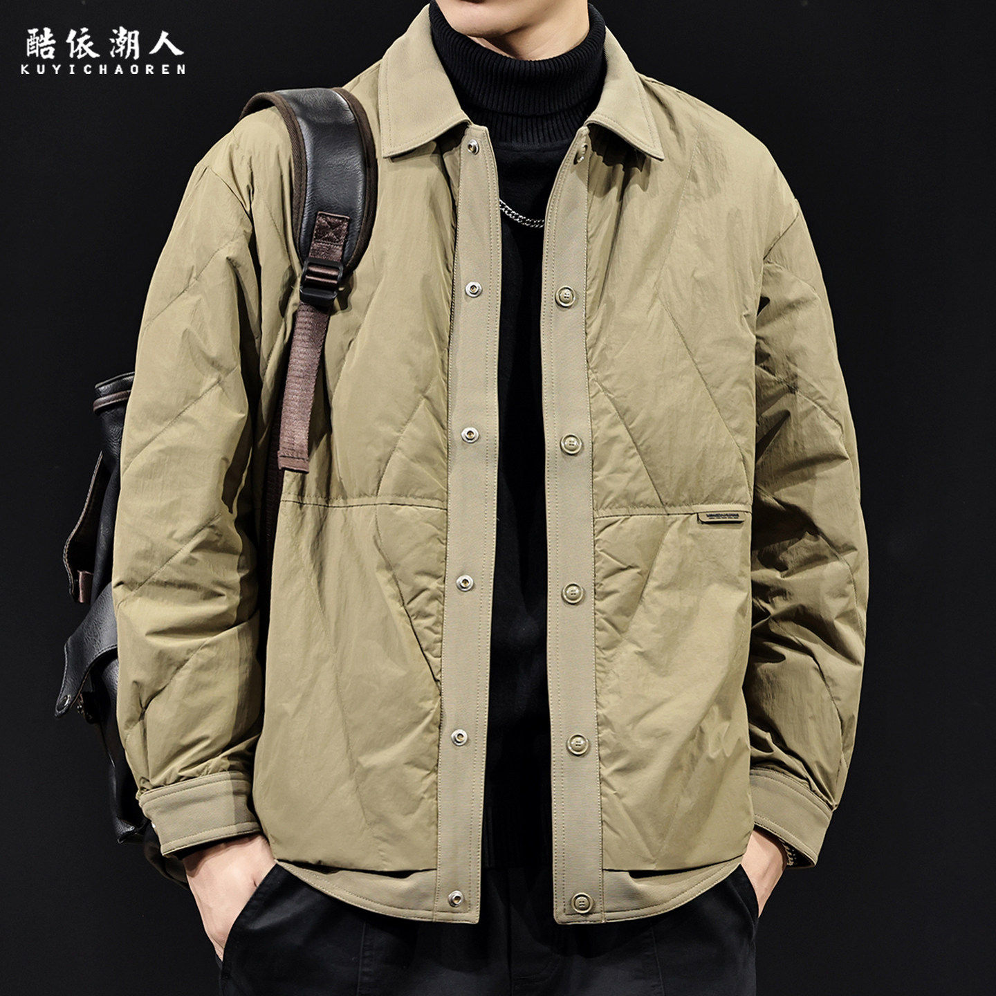 2025新款羽绒服男士秋冬潮牌翻领拼接外套轻薄白鸭绒内胆夹克大码,男装,羽绒服,淘宝优惠券,粉丝福利购,淘宝优惠卷