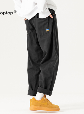 MMOPTOP秋冬款潮牌直筒裤子男潮流加绒百搭工装裤阔腿休闲长裤男
