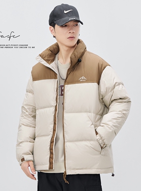 FAFC秋冬季立领防水白鸭绒羽绒服男款潮牌宽松加厚保暖面包服外套