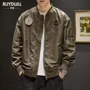 春季美式飞行员夹克外套男潮牌休闲新款春秋款加棉加厚棒球服上衣