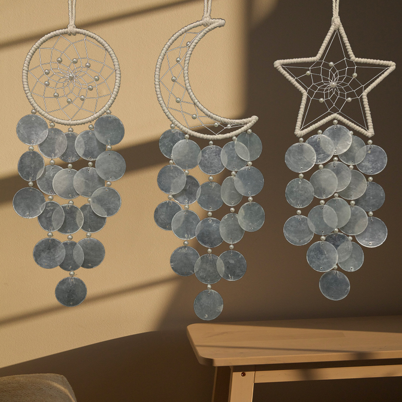 手工捕梦网天然贝壳镜片装饰挂件