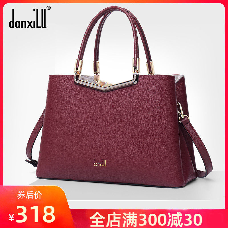 丹希路品牌女包2020新款中年女士大气品牌真皮手提包包结婚妈妈包