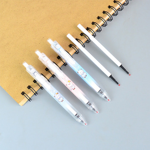 爱好GP2580按动中性笔黑色0.5学生碳素笔ST笔头三团播报员水性笔