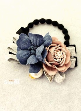 suu蘇韩版洛丽塔大花朵发圈东大门头饰品女皮筋发饰 精品高弹发绳