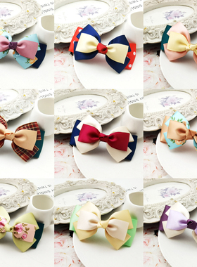 可爱蝴蝶结立体发夹缎带少女蕾丝发饰品头饰鸭嘴夹发卡后脑勺顶夹