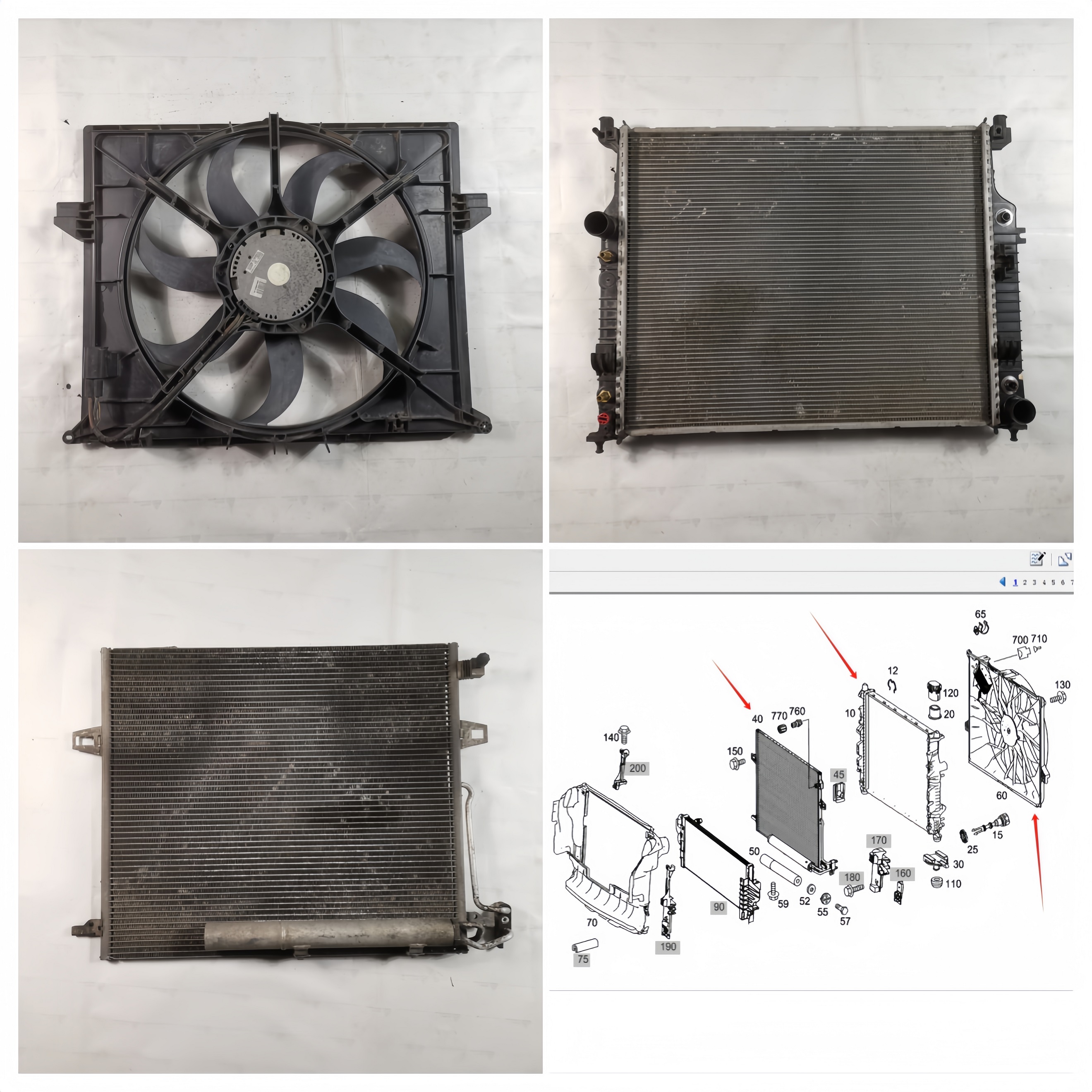 适配奔驰R级W251 R280 R300 R350 R500水箱 冷凝器 电子扇 散热器