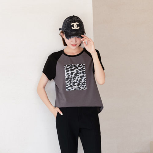 插肩袖小直筒薄款纯棉女时尚短袖