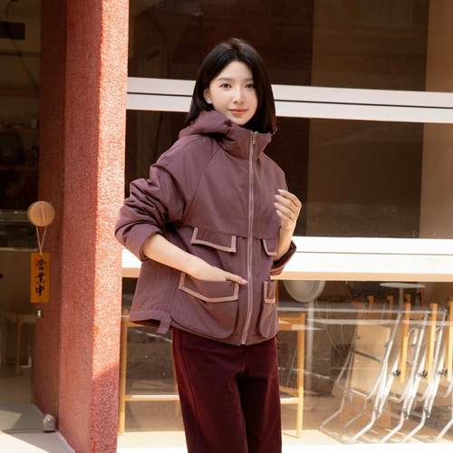 连帽拉链棉服甲乙丙丁休闲宽松
