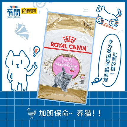 皇家猫粮英短幼猫粮BSK38/10KG 英国短毛猫主粮营养增肥金银渐层