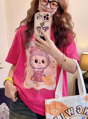 Yong will小羊纸袋3821星星布布纯棉印花加厚短袖T恤卡通显瘦秋