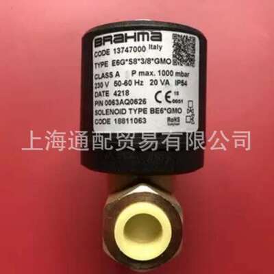 正品现货Brahma燃气电磁阀E6G*S8*3/8*AFD 5