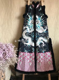 云饰图腾原创设计女装上衣长袍 民族风老绣盘银绣加厚盘银龙袍女