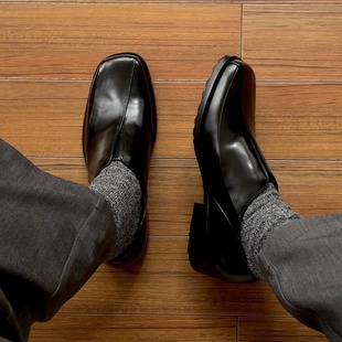 暗黑复古缝线方头德比鞋男真皮一脚蹬乐福鞋厚底休闲皮鞋僧侶单鞋