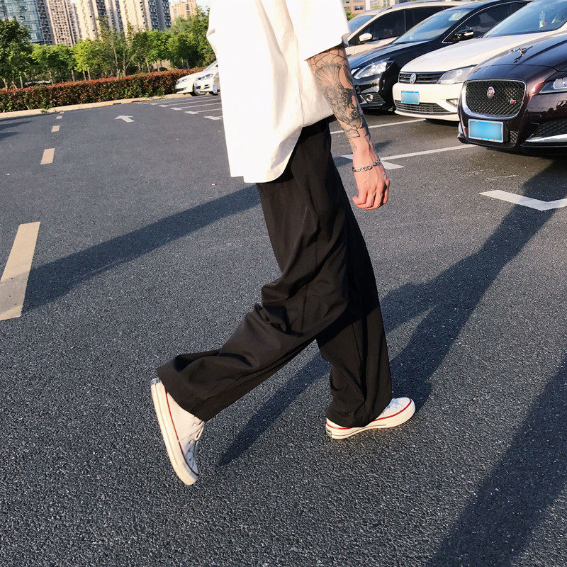 夏季新款港風垂感闊腿褲男潮流百搭寬松褲男士長筒褲子拖地褲西褲在類目 男裝, 休閒褲中 - 來自Buy2taobao.com提供專業的淘寶代購服務