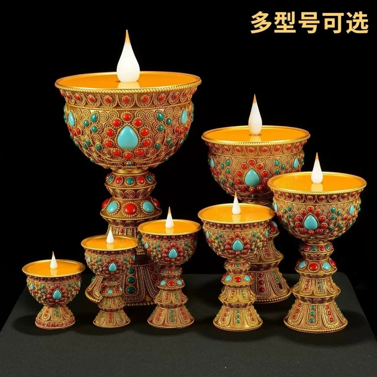 电子酥油灯LED尼泊尔灯座充电酥油灯家用摆件藏族长明灯吉祥烛台