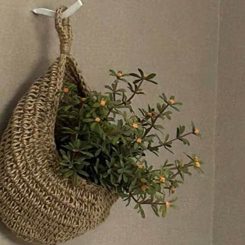 zeke墙挂装饰收纳袋棉绳编织