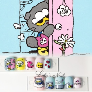 可爱手绘穿戴甲短甲 ZOA猫权志龙应援甲开门云朵拉长版