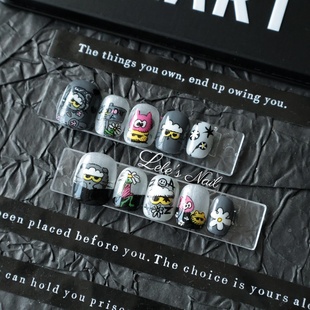 权志龙ZOA雏菊猫同款 卡通手绘小短甲穿戴甲