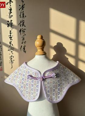 紫色很有韵味~宠物中式云肩狗狗口水巾猫咪旗袍披肩古风配饰围兜