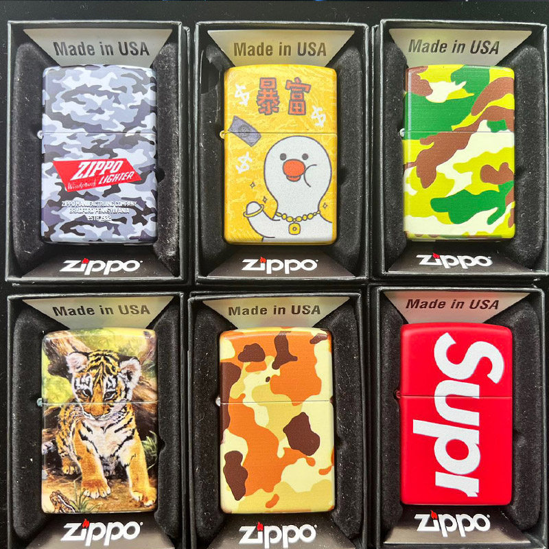【同城特价】ZIPPO打火机黑冰205磨砂古银翅膀防风煤油芝宝男新疆