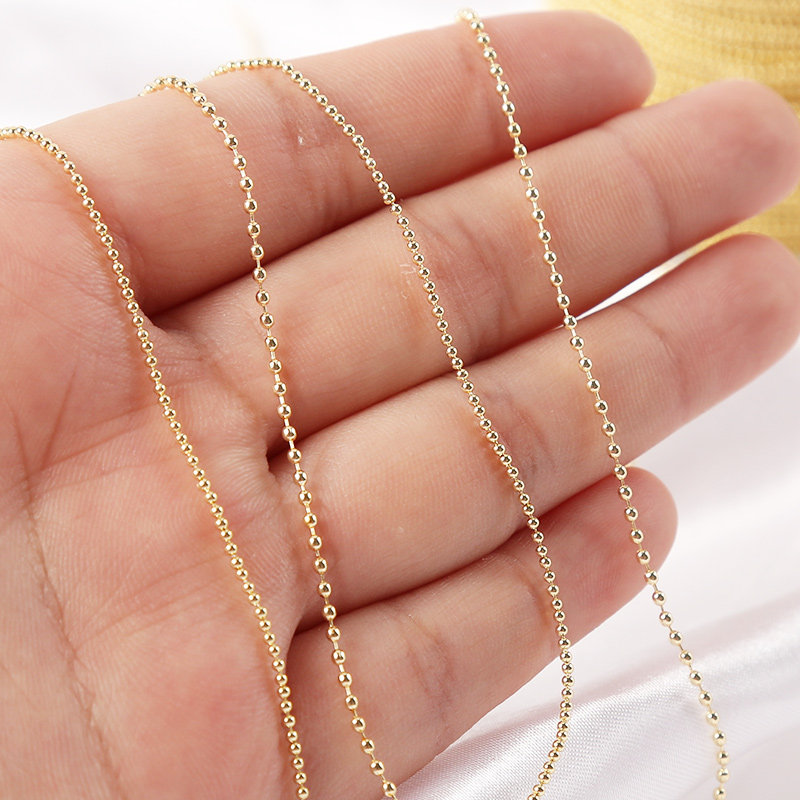 14K PACKED GOLD BEAN CHAIN GOLD BEAD CHAIN BRACELET NECKLACE ACCESSORIES SEMI-FINISHED LOOSE BEAD CHAIN JEWELRY DIY MATERIALS