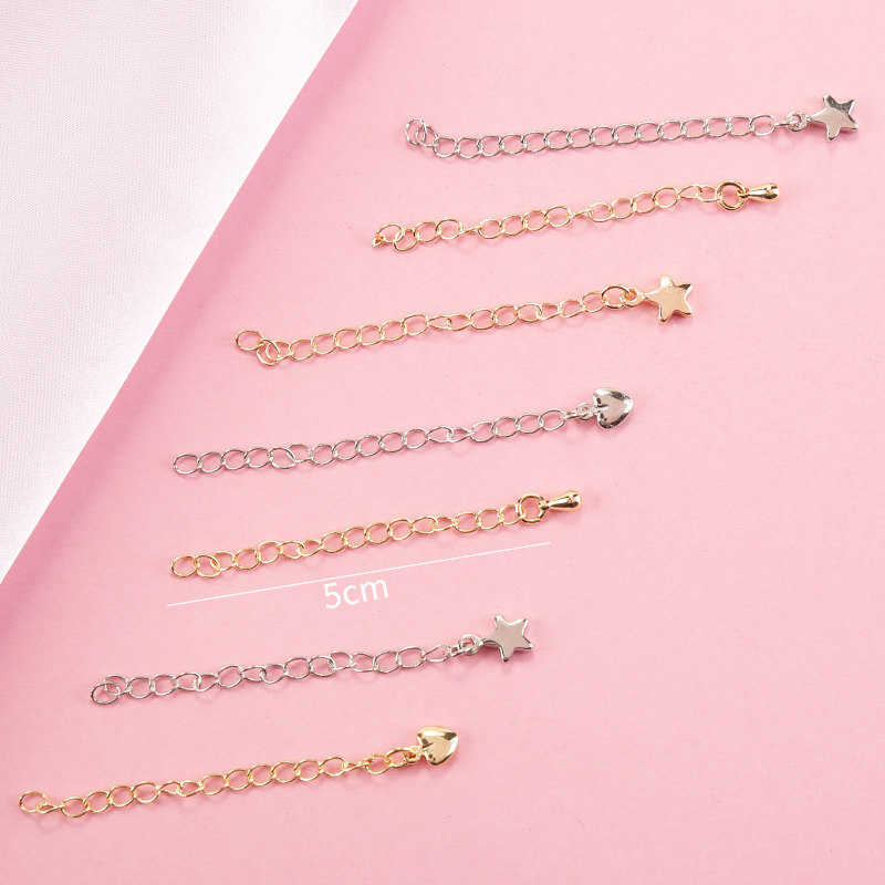 14K GOLD EXTENDED CHAIN WRAPPED GOLD LOVE TAIL CHAIN HANDMADE DIY PEARL HANDMADE JEWELRY ACCESSORIES ADJUSTMENT EXTENSION CHAIN