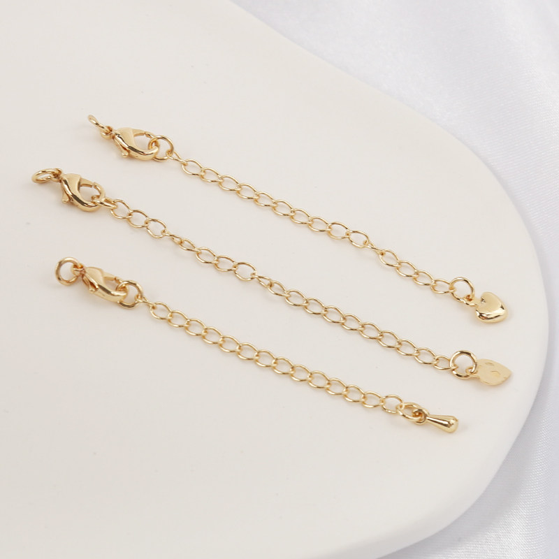 14K EXTENSION CHAIN EXTENDED CHAIN BUCKLE TAIL CHAIN HANDMADE DIY JEWELRY MATERIAL HANDMADE JEWELRY BRACELET NECKLACE ADJUSTMENT CHAIN