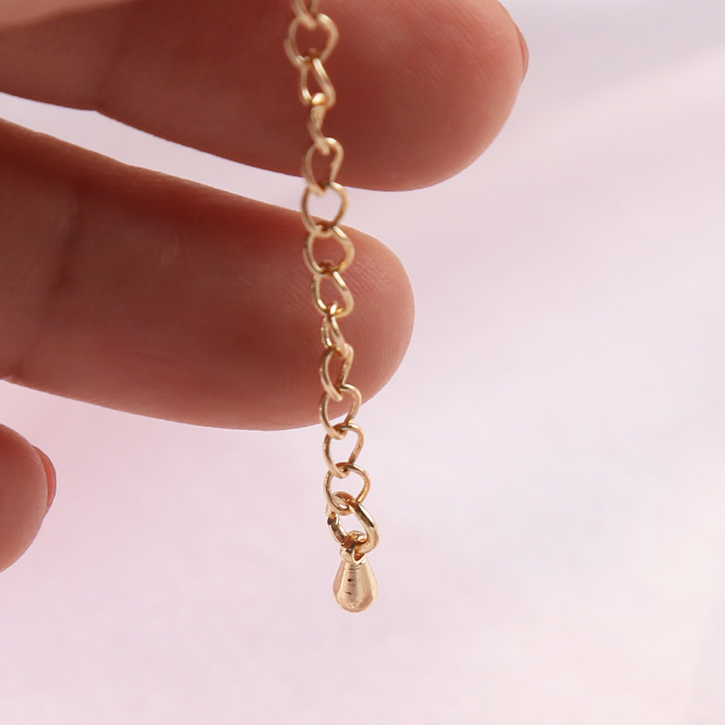 14K GOLD EXTENDED CHAIN WRAPPED GOLD LOVE TAIL CHAIN HANDMADE DIY PEARL HANDMADE JEWELRY ACCESSORIES ADJUSTMENT EXTENSION CHAIN