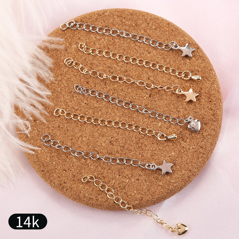 14K GOLD EXTENDED CHAIN WRAPPED GOLD LOVE TAIL CHAIN HANDMADE DIY PEARL HANDMADE JEWELRY ACCESSORIES ADJUSTMENT EXTENSION CHAIN