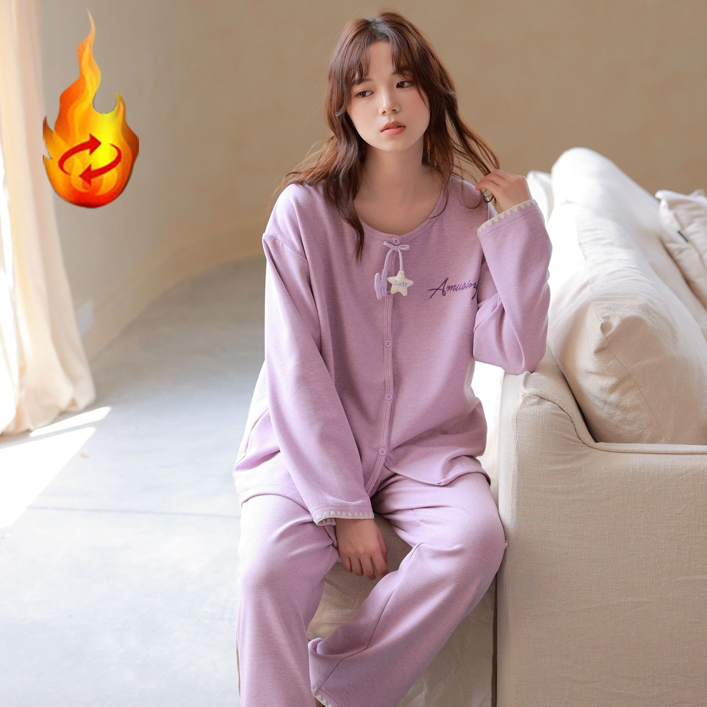 双面磨毛德绒睡衣女秋冬加厚加绒保暖蓄热长袖长裤家居服套装