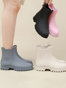 女时尚 短筒雨鞋 新款 防水防滑工作雨靴漂亮简约百搭外穿软底水鞋