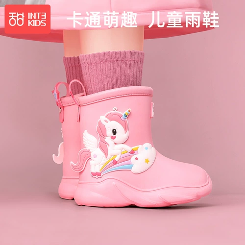 Детский дождевик, туфли для мальчиков, нескользящие водонепроницаемые детские мультяшные сапоги для раннего возраста, увеличенная толщина