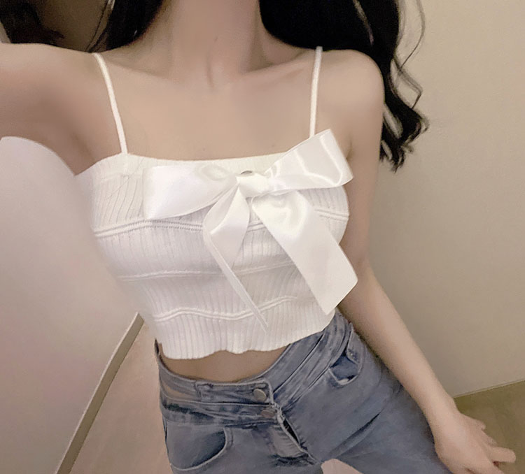 Real price ~ design feeling wear net red back bottom bowknot bra knitted suspender top