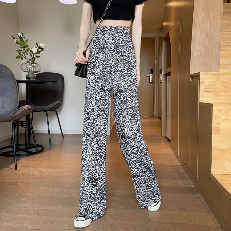 Real price ~ NEW Loose thin elastic waist pleated casual pants straight leg pants wide leg pants floor pants women's fashion