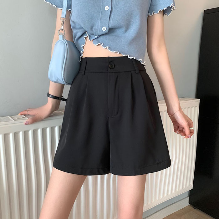 Real price ~ New Korean college style high waist thin loose versatile wide leg pants casual shorts women's fashion