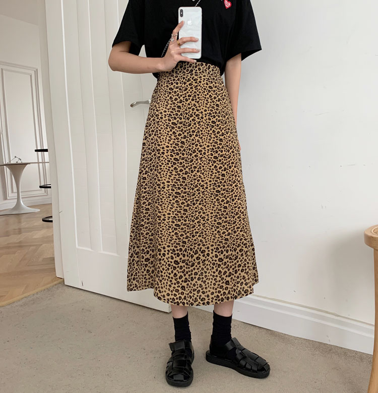 Real price ~ retro leopard print new high waist skirt in spring
