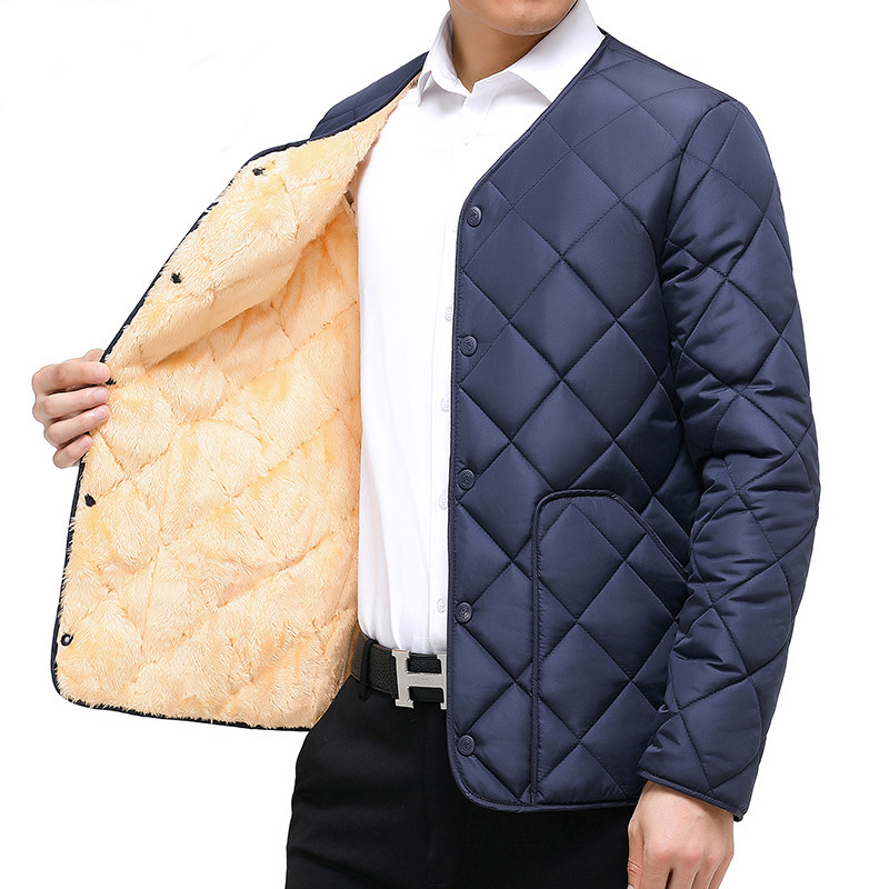 2025秋冬新款中老年羽绒棉服男士内胆加绒加厚大码爸爸装棉袄外套