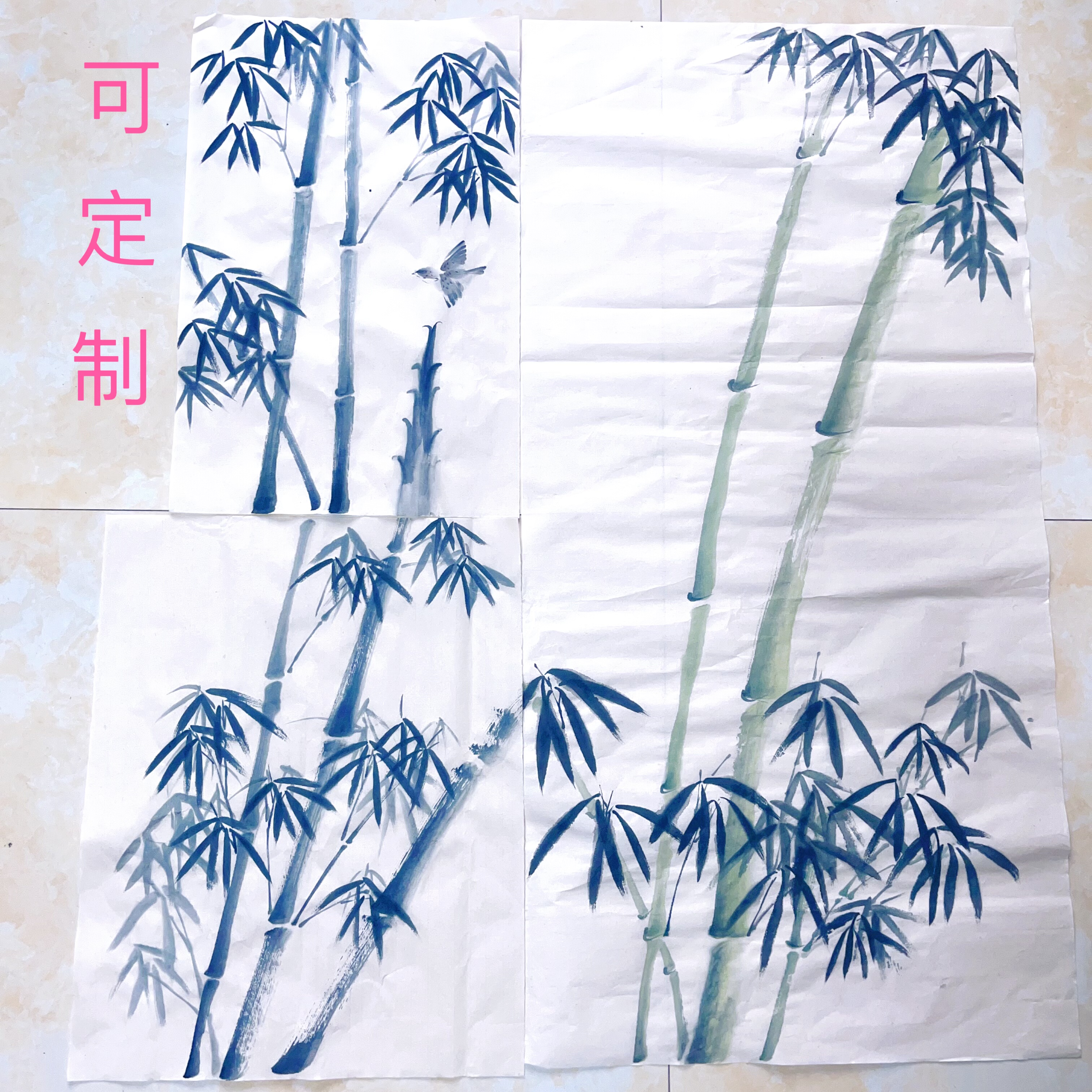 纯手绘写意国画竹子画心三尺可定制竹子清廉墨竹水墨花鸟真迹无字