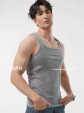 Мужской хлопковый жилет без рукавов для спортзала, квадратный вырез